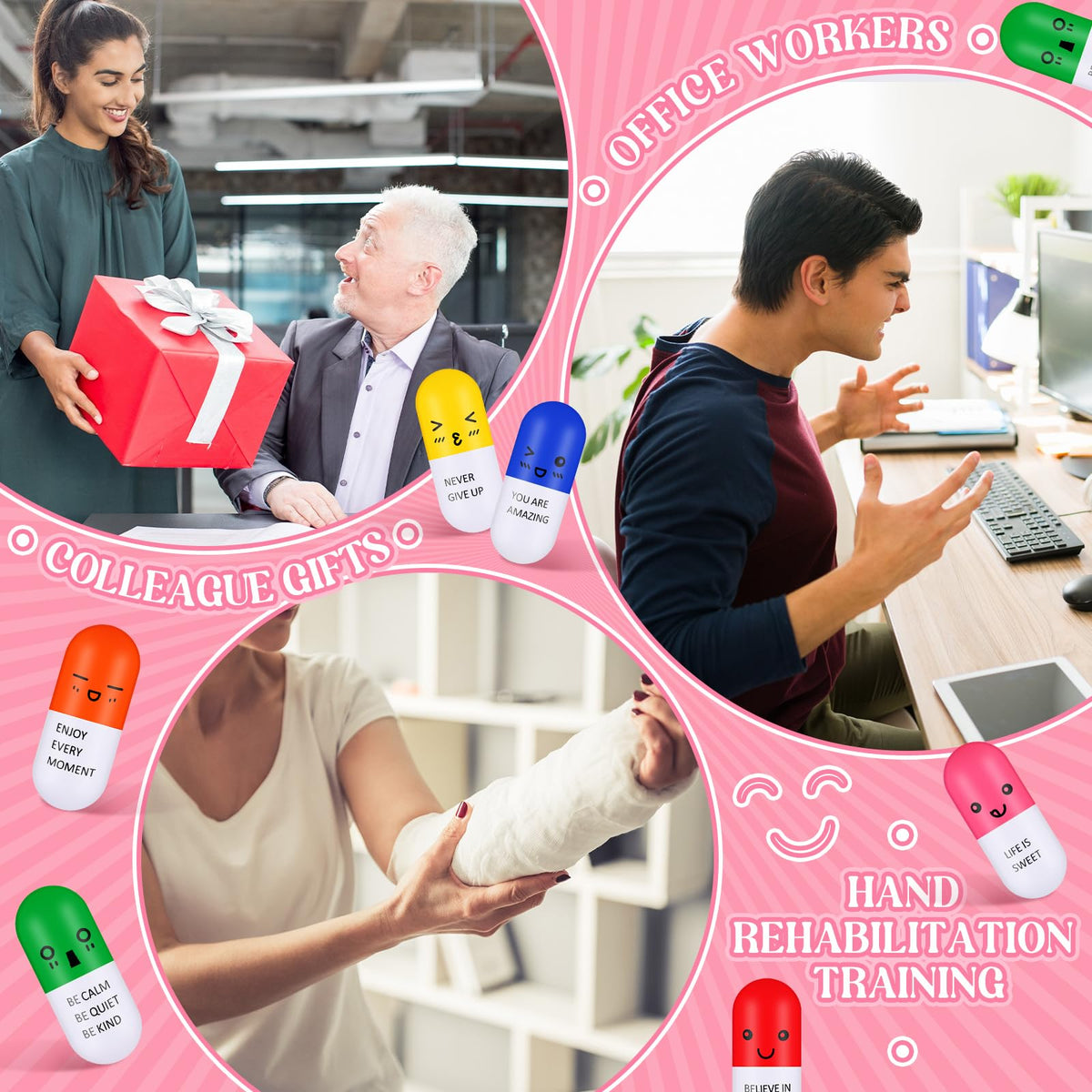 Libima stress ball in hand size fits office desk and pocket.