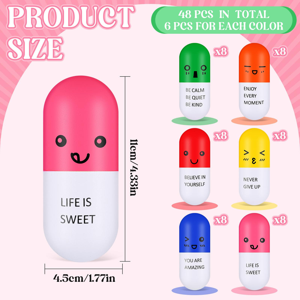 Libima smile-face pill ball featuring motivational quotes to boost mood.