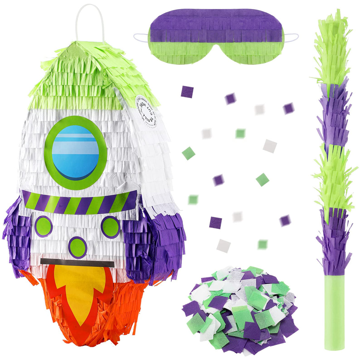 Libima rocket ship pinata package ready for party fun and candy-filled excitement.