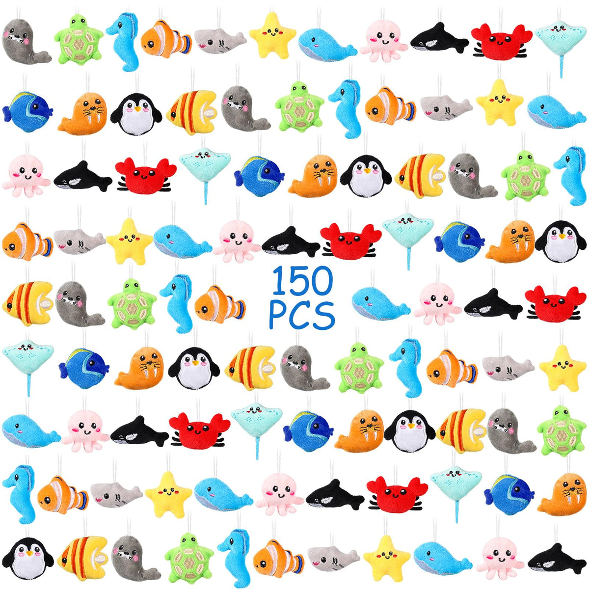 Libima sea-life plush keychain 01, soft colorful sea animal charm for bags and backpacks.