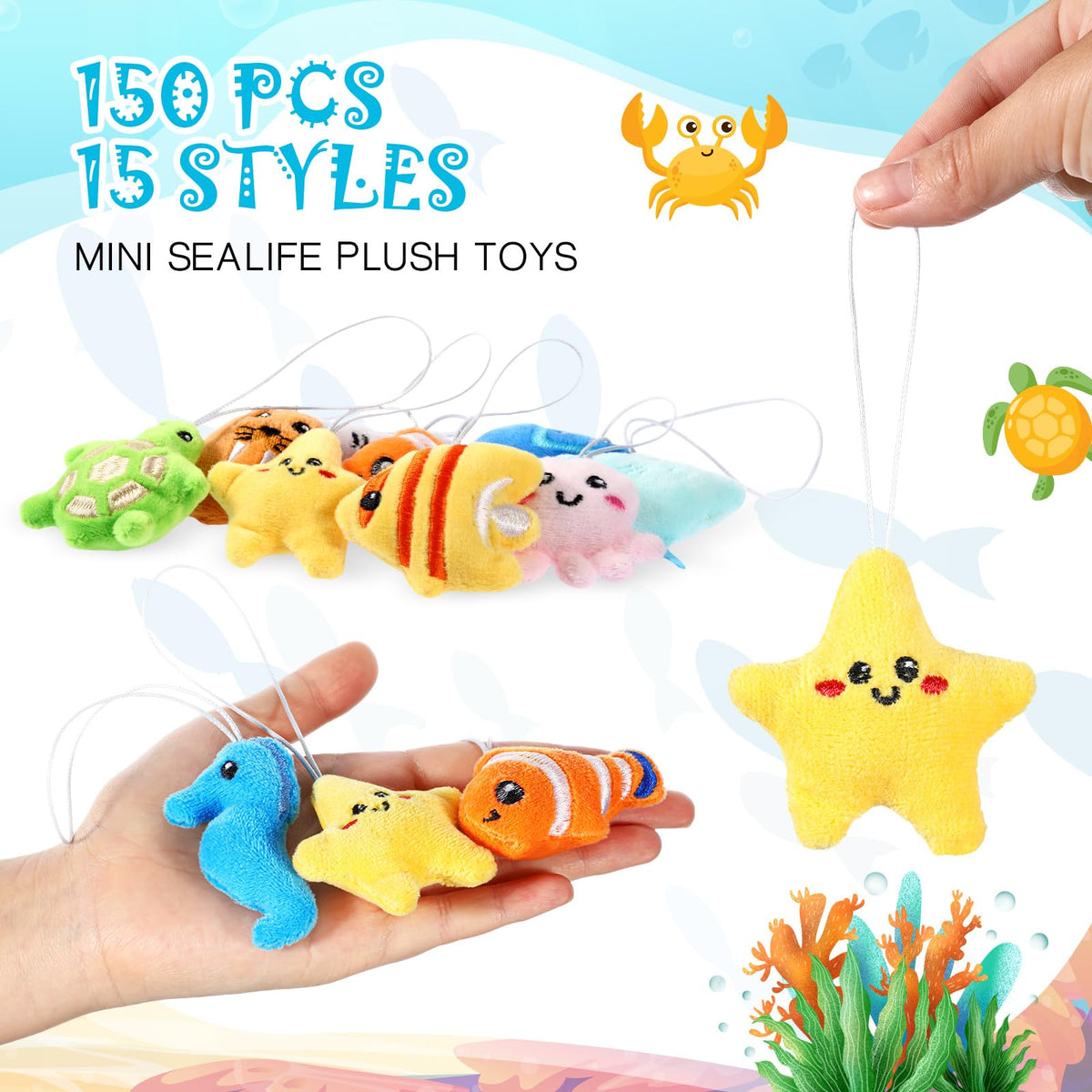 Libima sea-life plush keychain 02, bright sea creature charm ideal for classroom prizes.