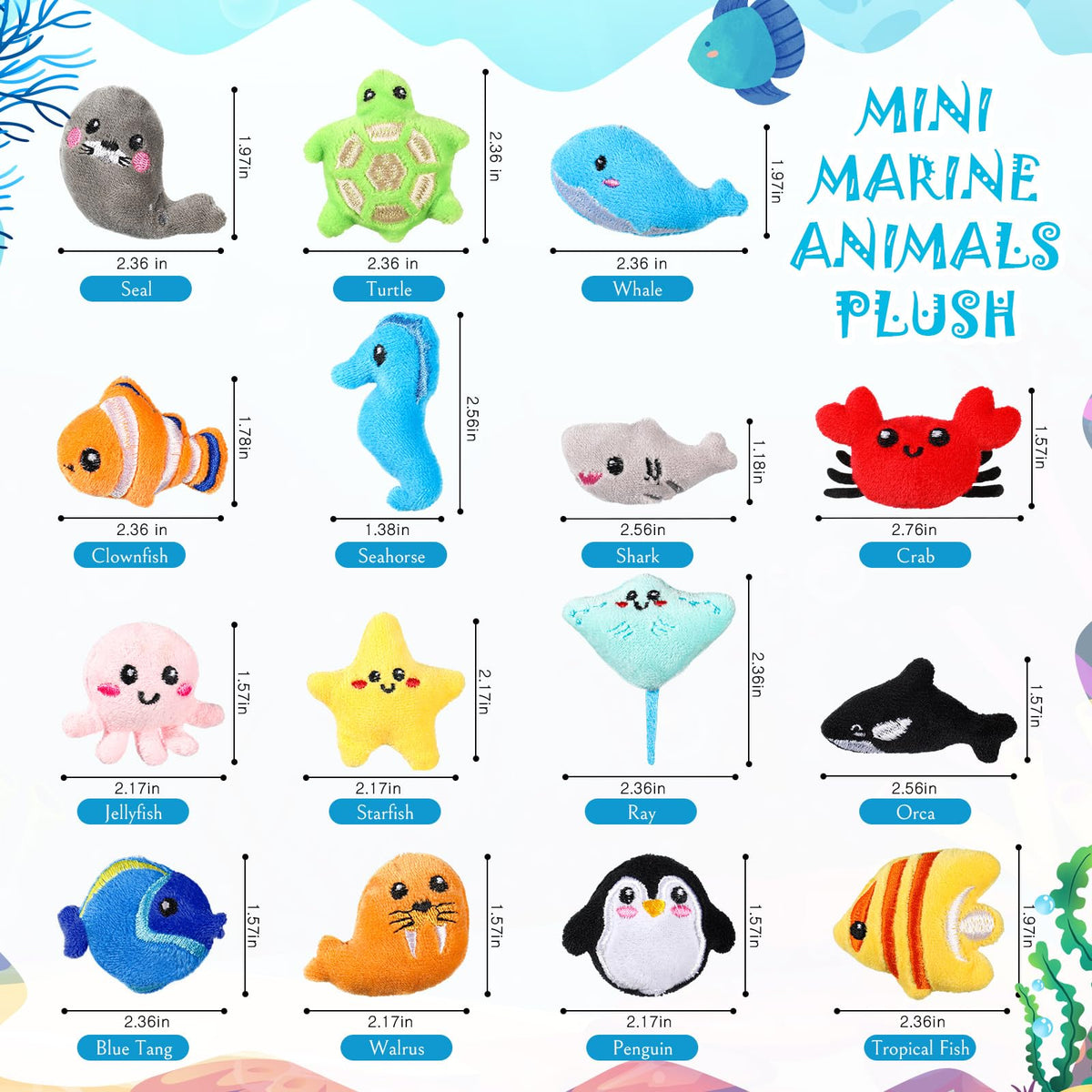 Libima sea-life plush keychain 03, adorable sea animal ornament for birthday loot bags.