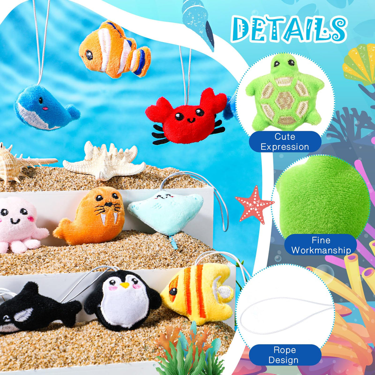 Libima sea-life plush keychain 04, soft, durable decor for bags and gifts.