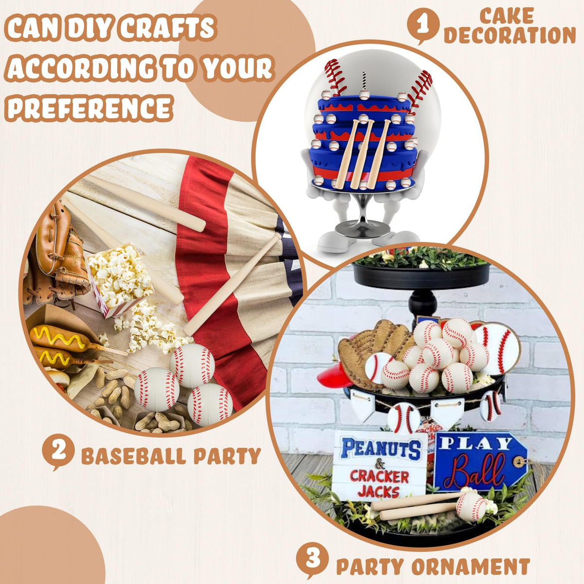 Libima sports-themed decor kit with mini bats and balls for events.
