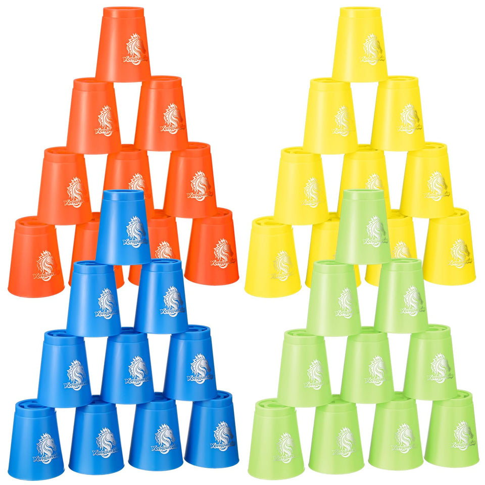 Libima stacking cups in four colors for color play and coordination.