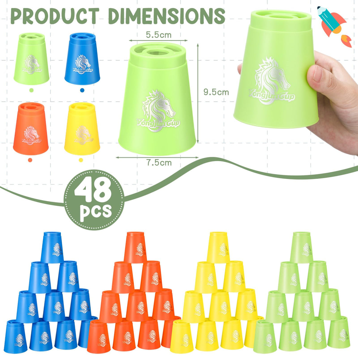Libima cups with a non-slip matte surface for secure stacking.