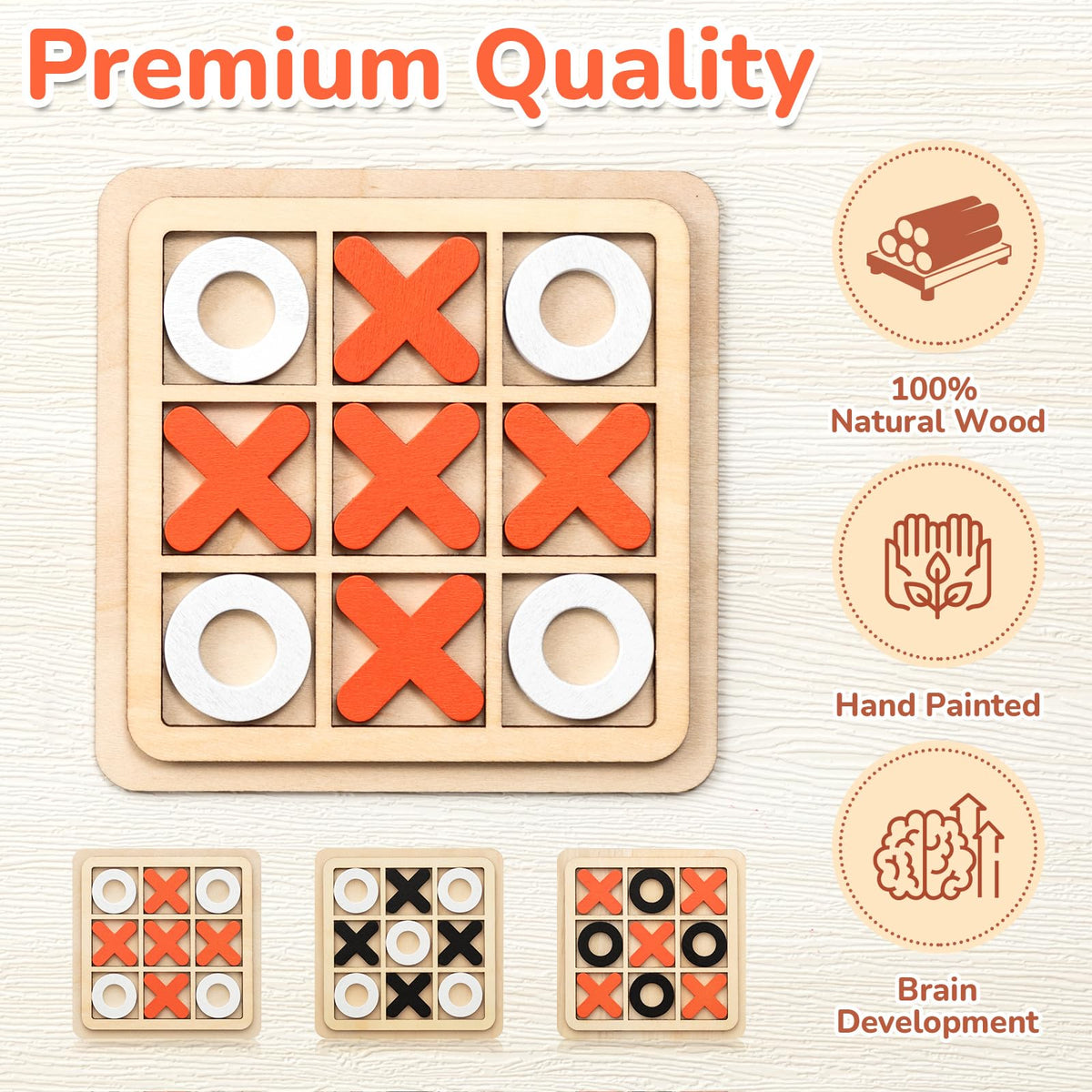 Libima 12-piece wooden tic-tac-toe set with durable pieces for everyday play