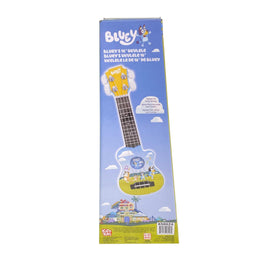 License 2 Play Bluey ukulele back view, kid-friendly design supports easy handling