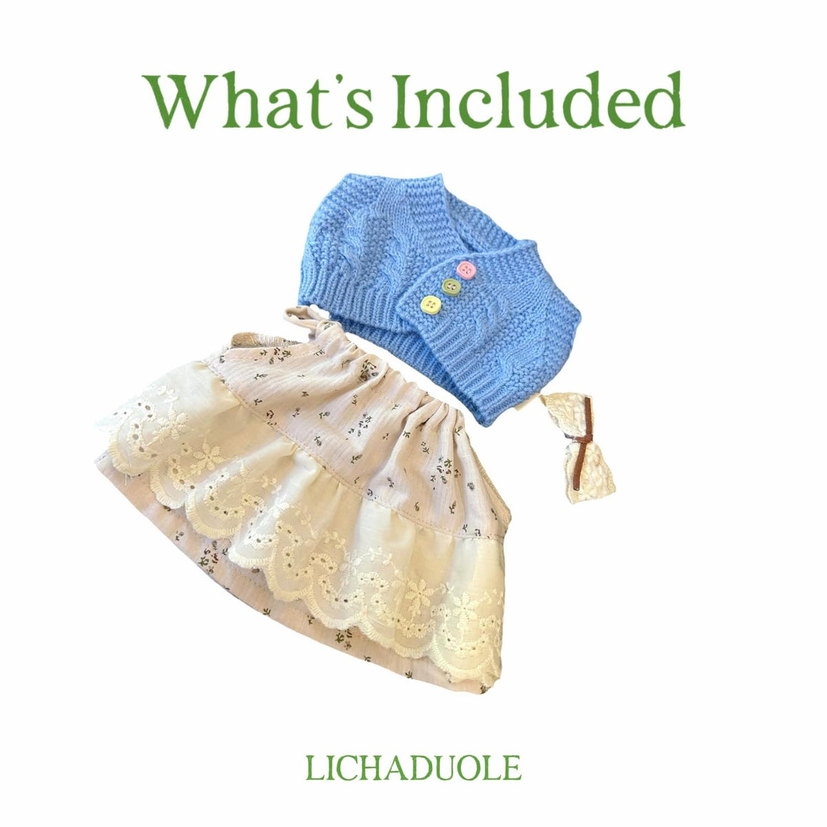 LICHADUOLE dress with clip and sweater, complete 30 cm bear clothing set.