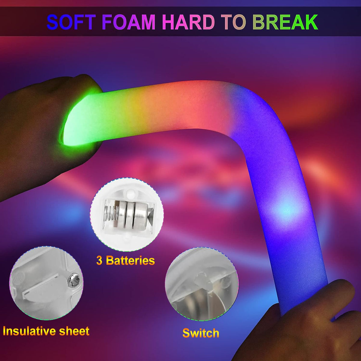 LifBetter LED foam wand with three modes provides vivid party lighting.