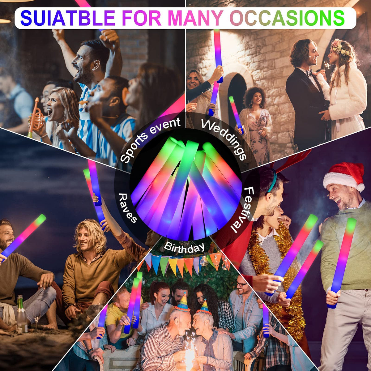 LifBetter long-life glow sticks powered by high-capacity battery for all-night glow