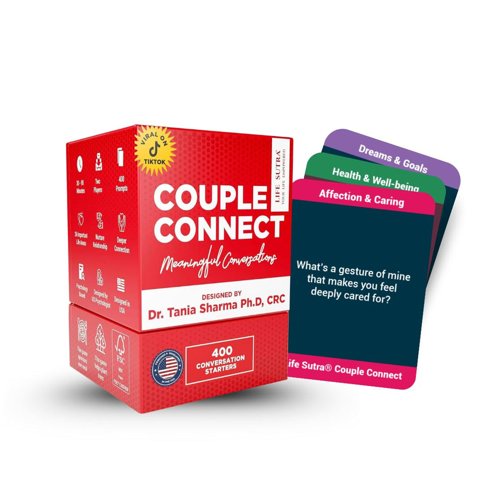 Life Sutra Couple Connect card game setup on table invites conversation.