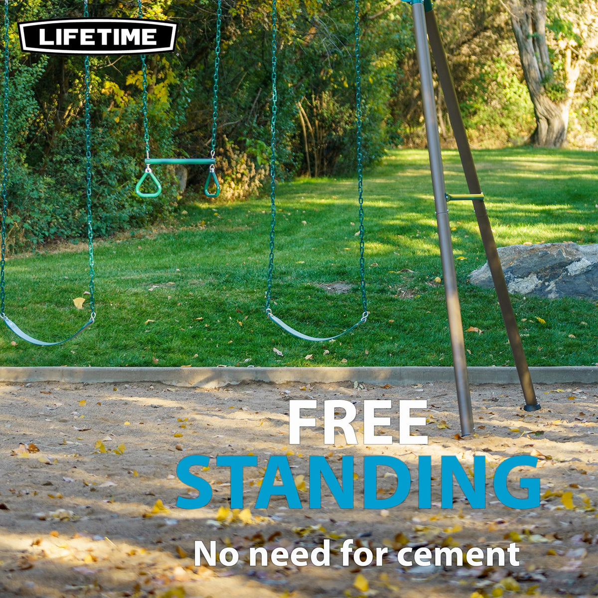 Lifetime free-standing design requires no cement for quick setup