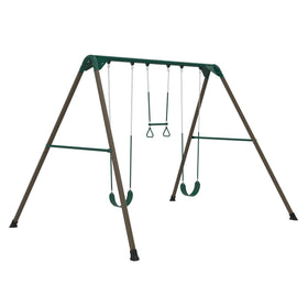 Lifetime 10-Foot Metal Swing Set with two swings and trapeze for backyard family fun
