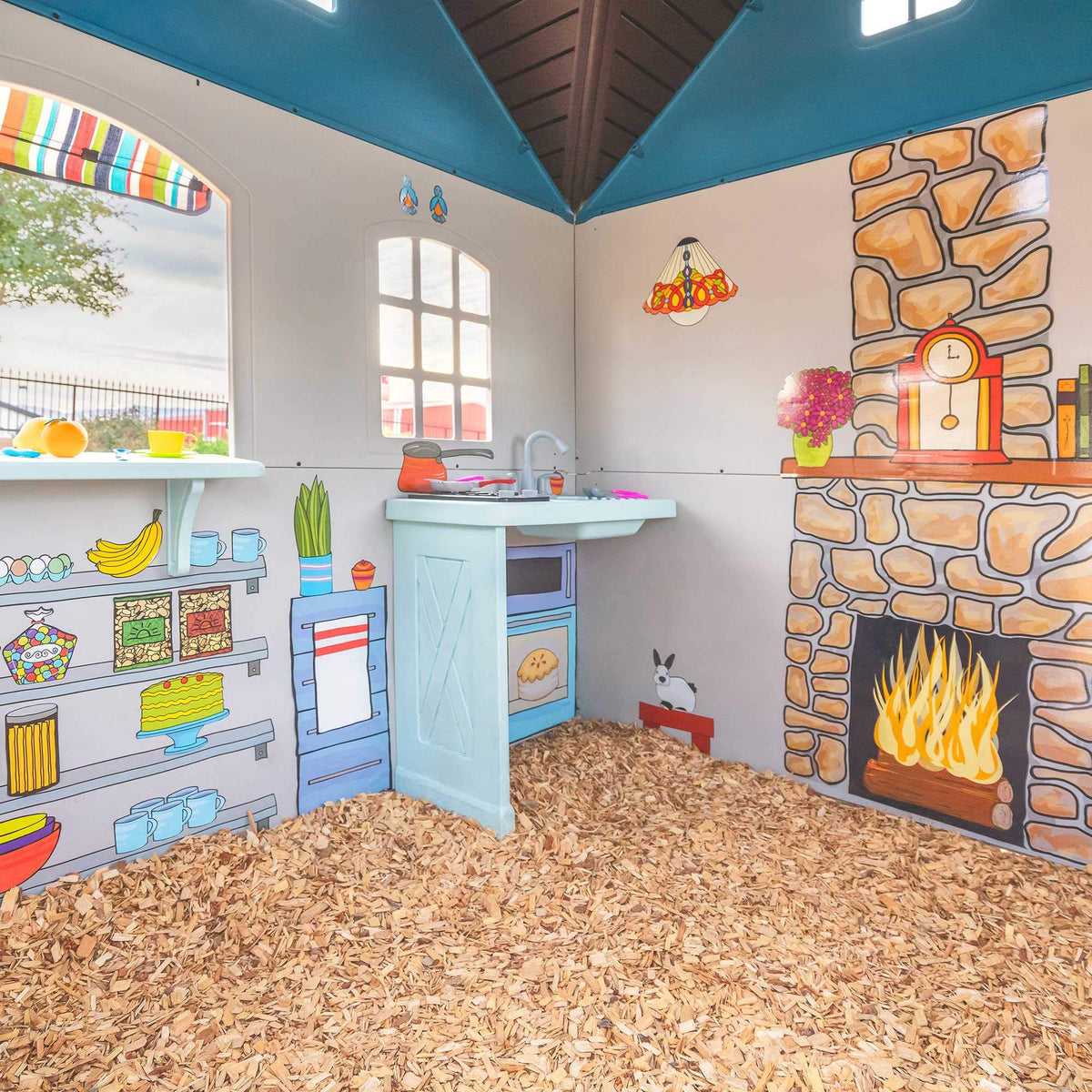 Lifetime Playhouse interior sink showcases role-play kitchen and clean, organized imagination.