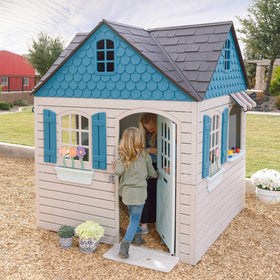 Lifetime Playhouse side-view highlights a roomy layout for social play and decorating.