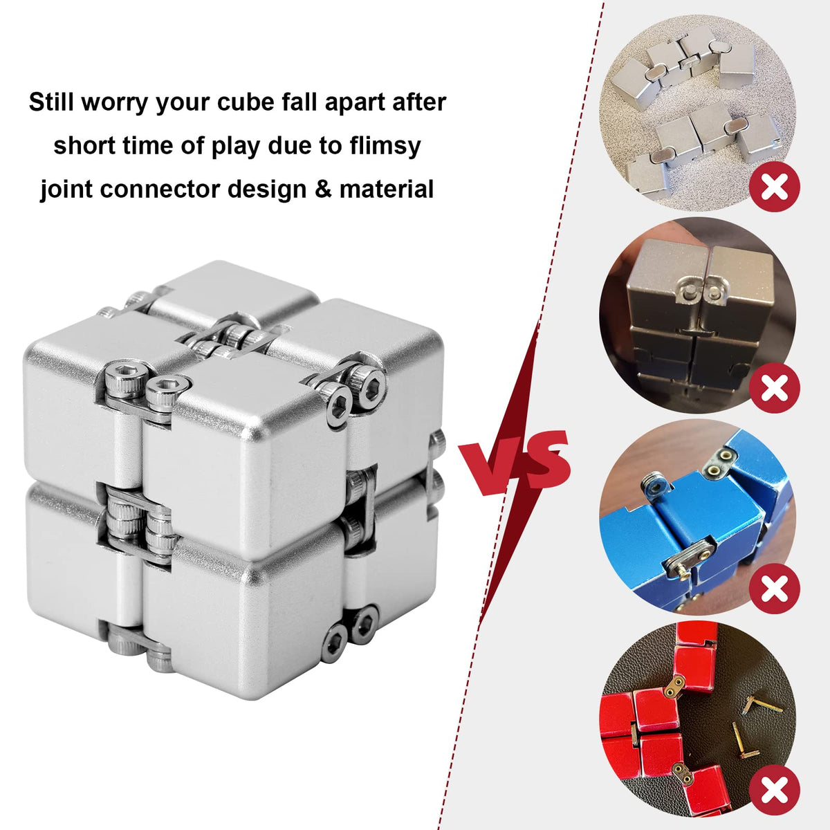 Lifidea Infinity Cube in silver, in-case view, portable gift-ready packaging.