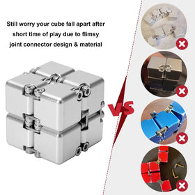 Lifidea Infinity Cube in silver, in-case view, portable gift-ready packaging.