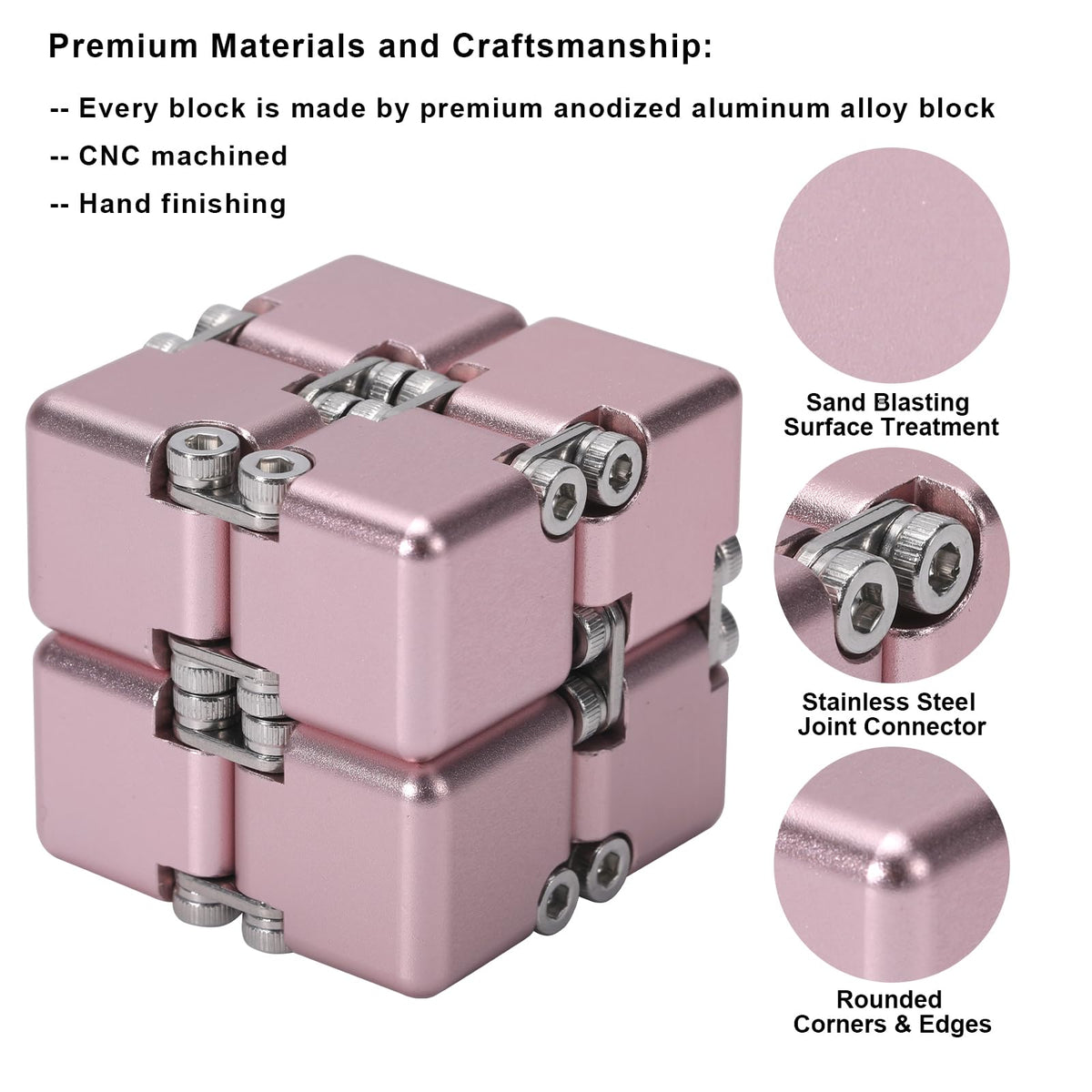 Lifidea Infinity Cube Pink held in hand to support concentration.