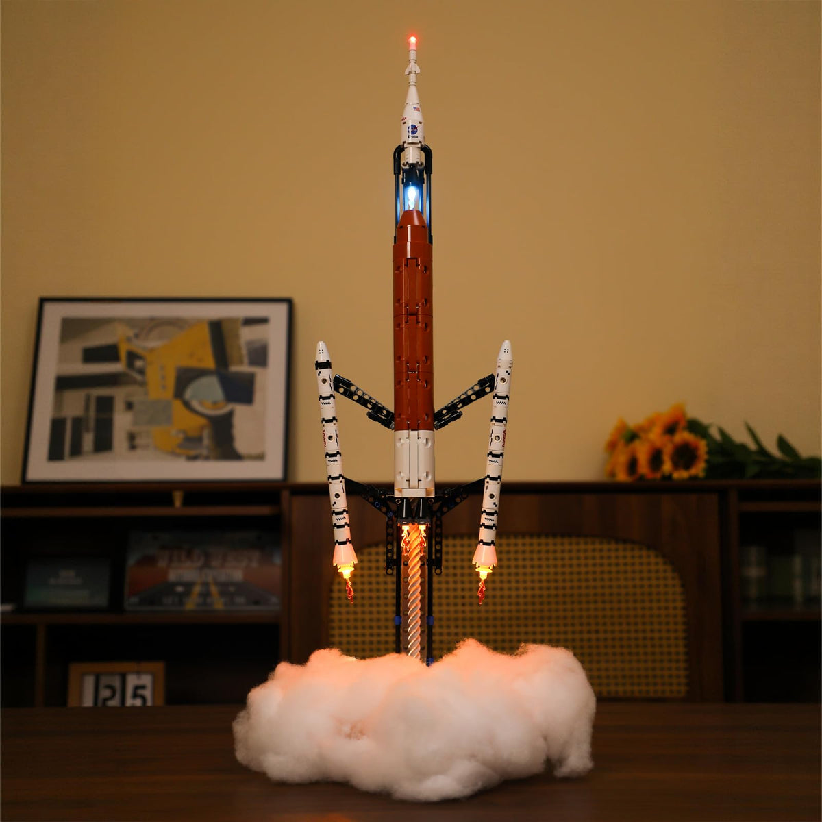 LIGHTAILING LED light for Lego 42221 rocket highlights model details for display.
