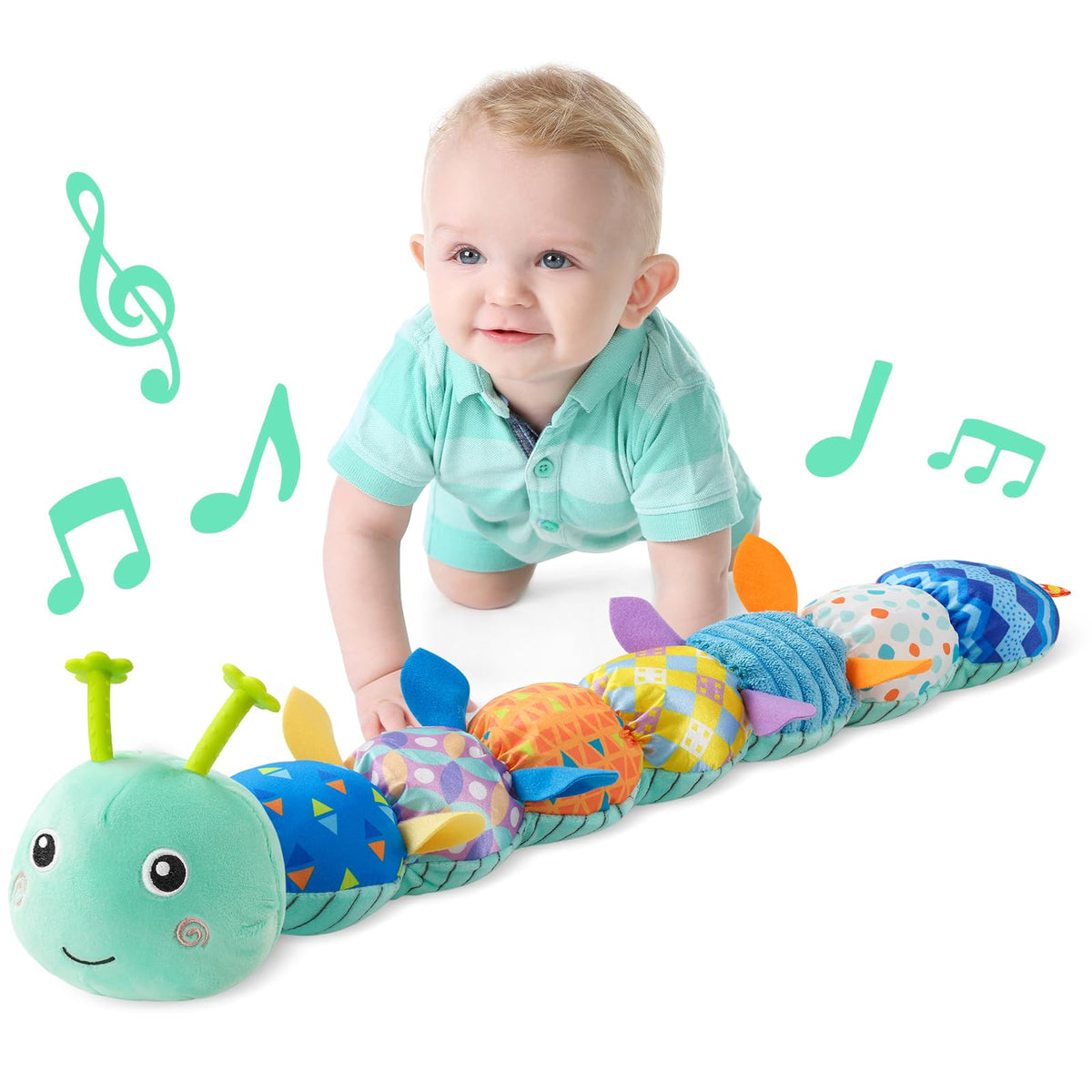 LIGHTDESIRE musical caterpillar front view for baby engagement and soft plush