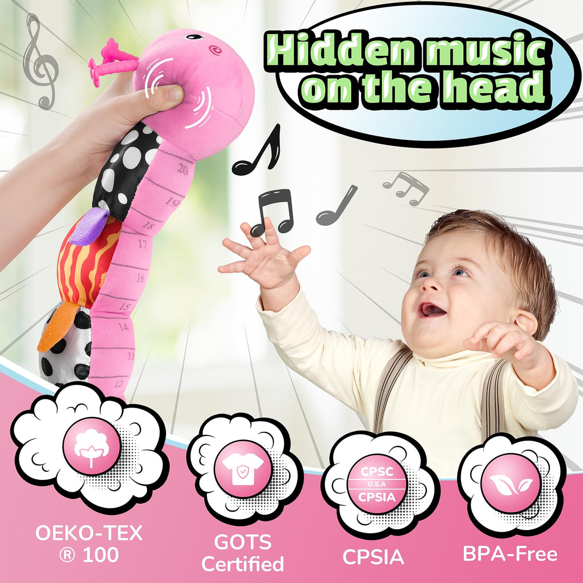 LightDESIRE teething and rattle segment detail demonstrates soothing textures.