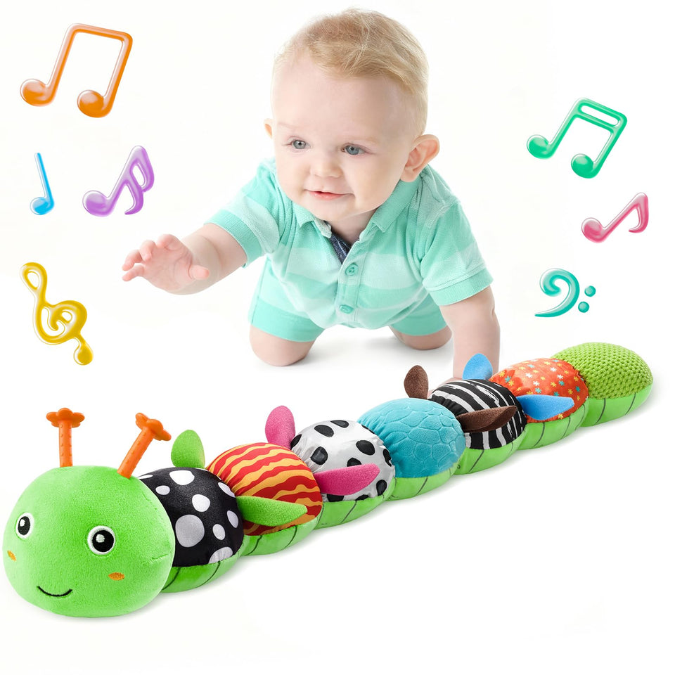 LIGHTDESIRE Caterpillar head melody supports calming tummy time play.