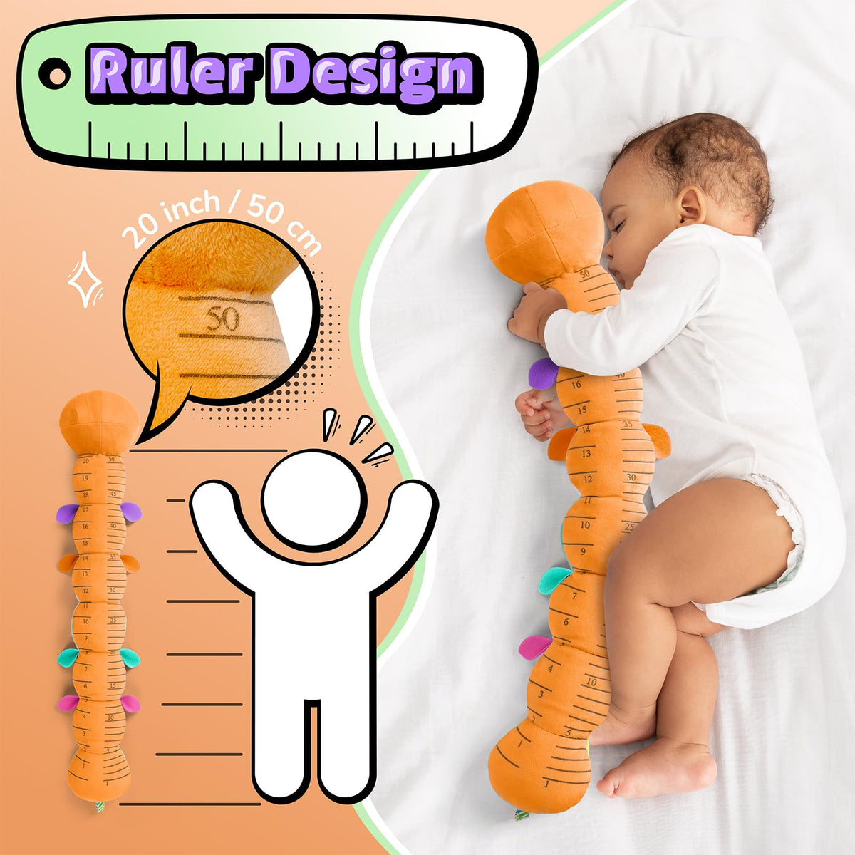 LightDESIRE tummy-time friendly caterpillar is a comforting on-the-go companion