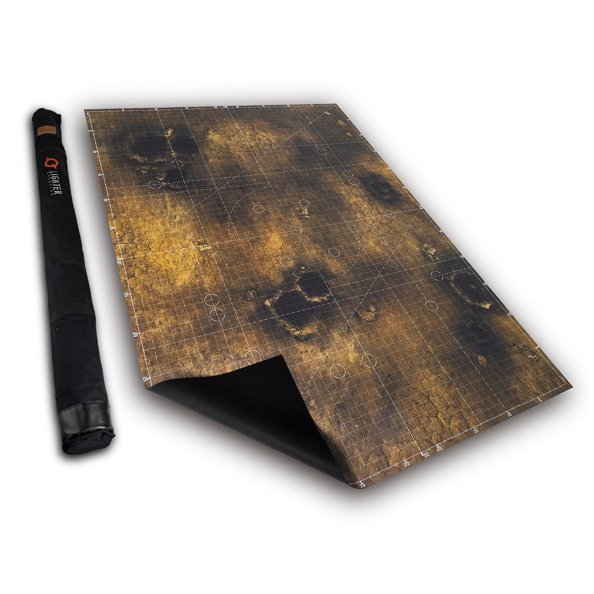 Lighter Creative Doomsday Barrens battle mat enhances immersion for WH40K battles.