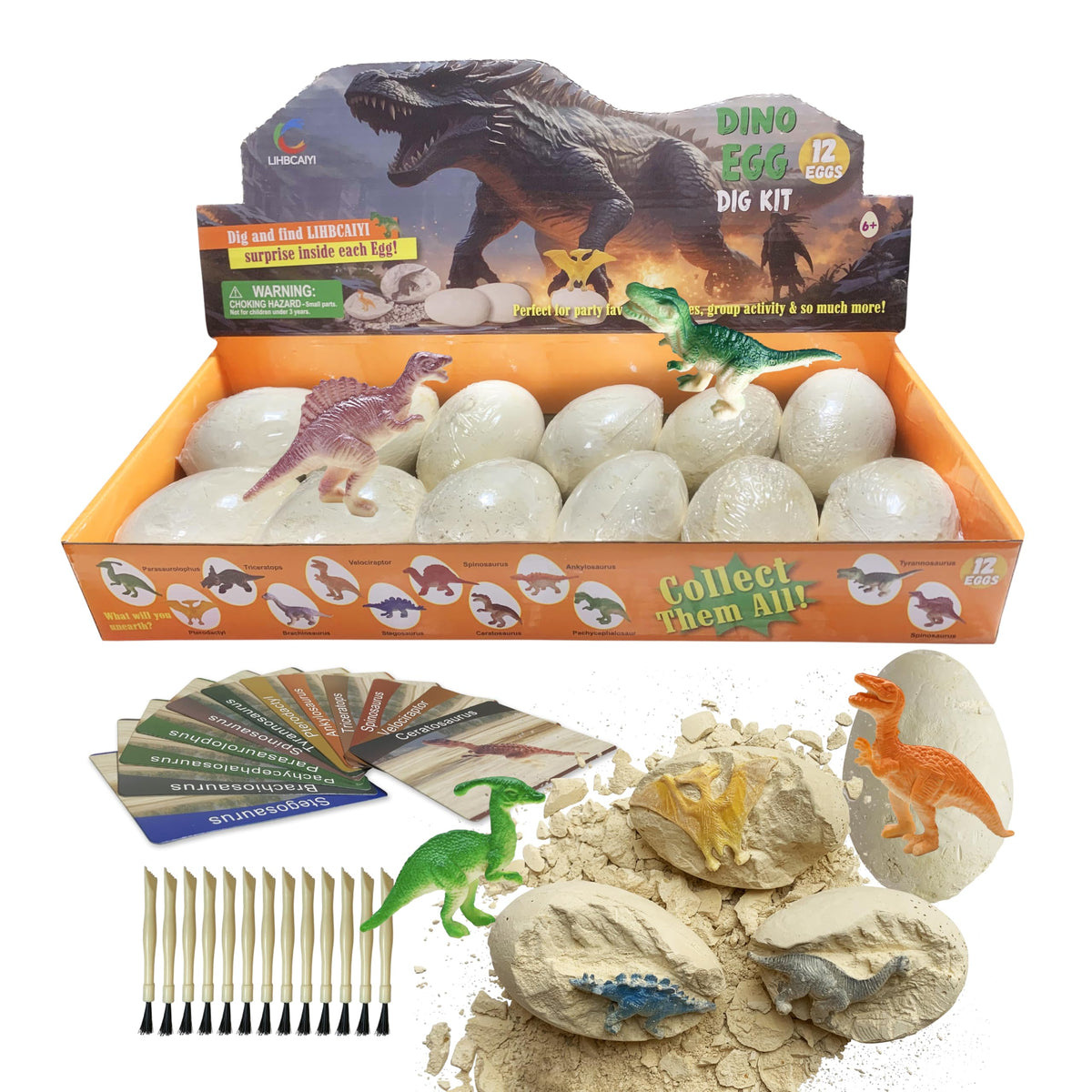 LIHBCAIYI Dino Eggs Dig Kit 12 eggs for hands-on excavation and science play.