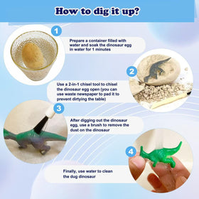 LIHBCAIYI Dino Eggs Dig Kit dinosaur-knowledge-cards promote curious learning while playing.