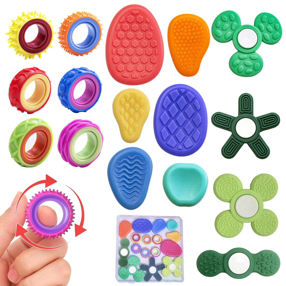 LIHBCAIYI sensory stone set front view highlights textured surfaces for tactile focus.