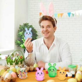 Likeny Easter bunny stress ball in use at desk for stress relief