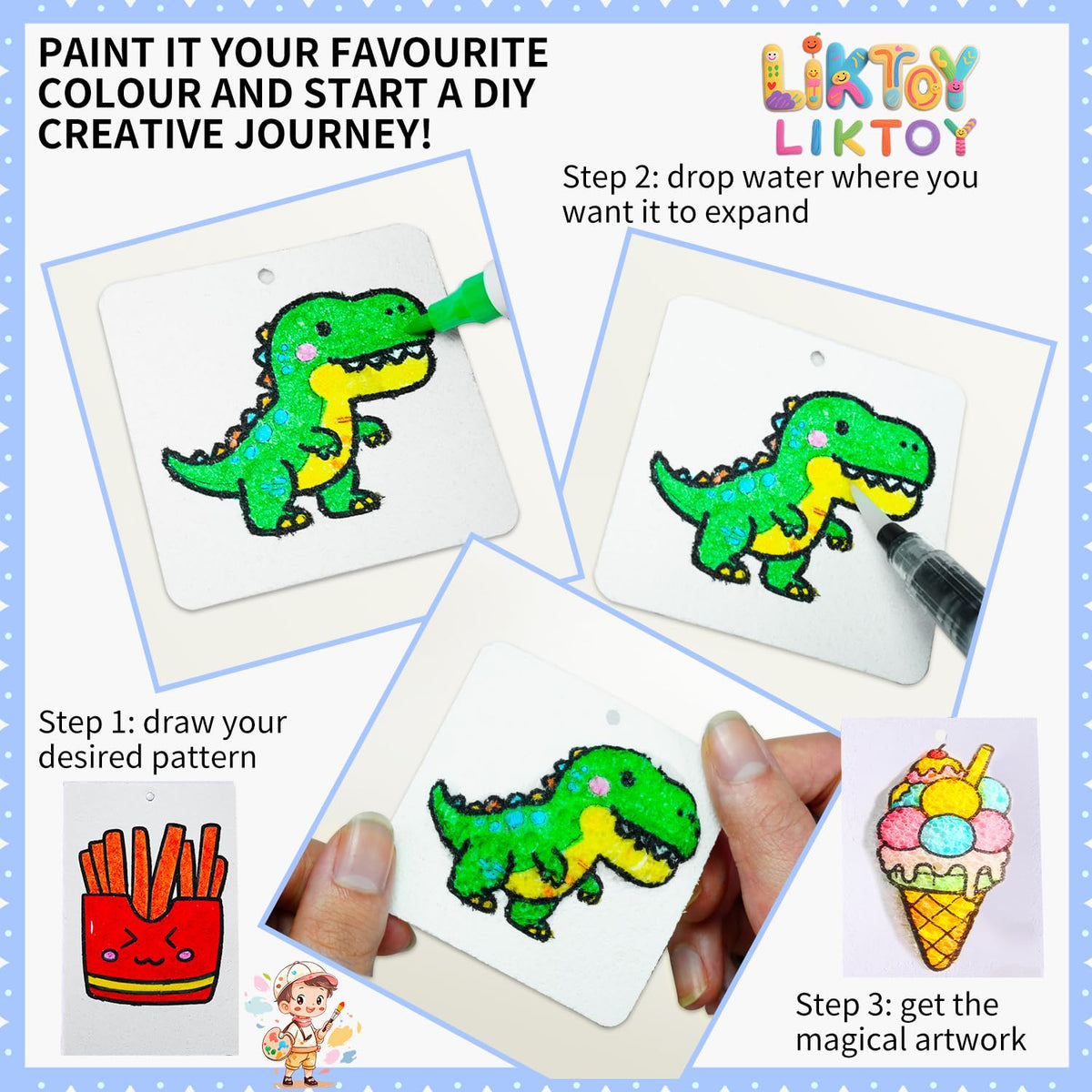 Liktoy foam sheets with 30 designs inspire imaginative play and coloring.