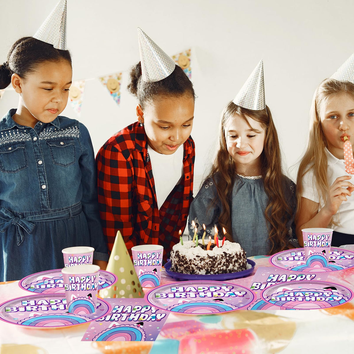 Likuyve dollhouse birthday forks; kid-friendly utensils designed for easy serving and tidy tables.