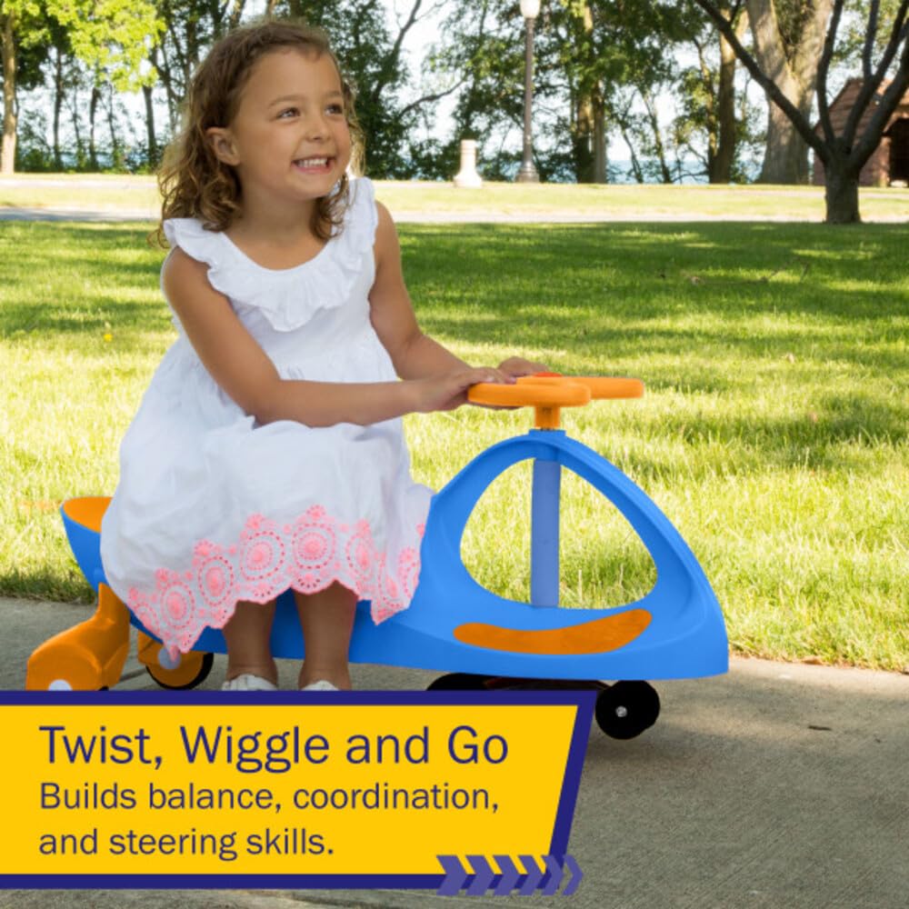 Lil' Rider wiggle car suitable for indoor and outdoor play.