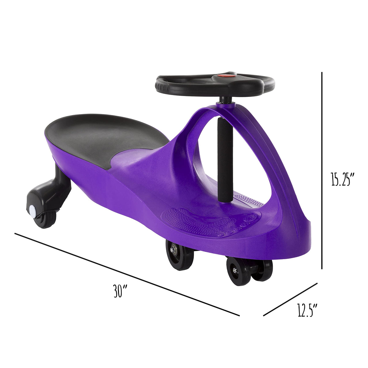 Lil’ Rider Wiggle Car front view highlights compact design for easy storage