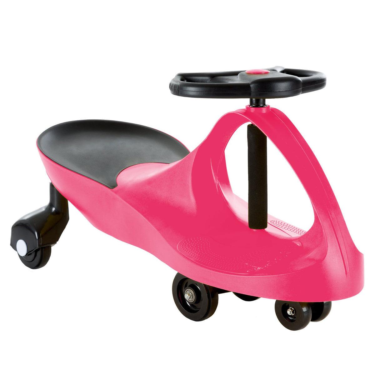 Lil' Rider Wiggle Car hot pink side view, battery-free fun for active play.