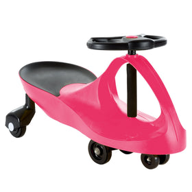 Lil' Rider Wiggle Car hot pink side view, battery-free fun for active play.