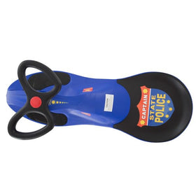 Lil' Rider Wiggle Car in police blue, decal detail highlighting pretend play