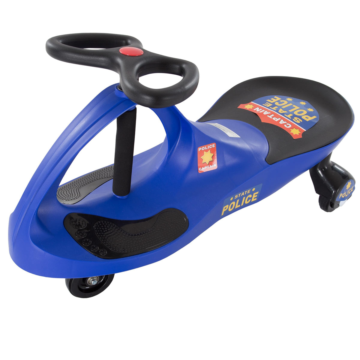 Lil' Rider Wiggle Car in police blue, front view for active pretend play