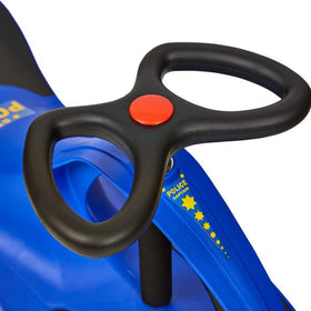 Lil' Rider Wiggle Car in police blue, indoor-outdoor versatility for kids