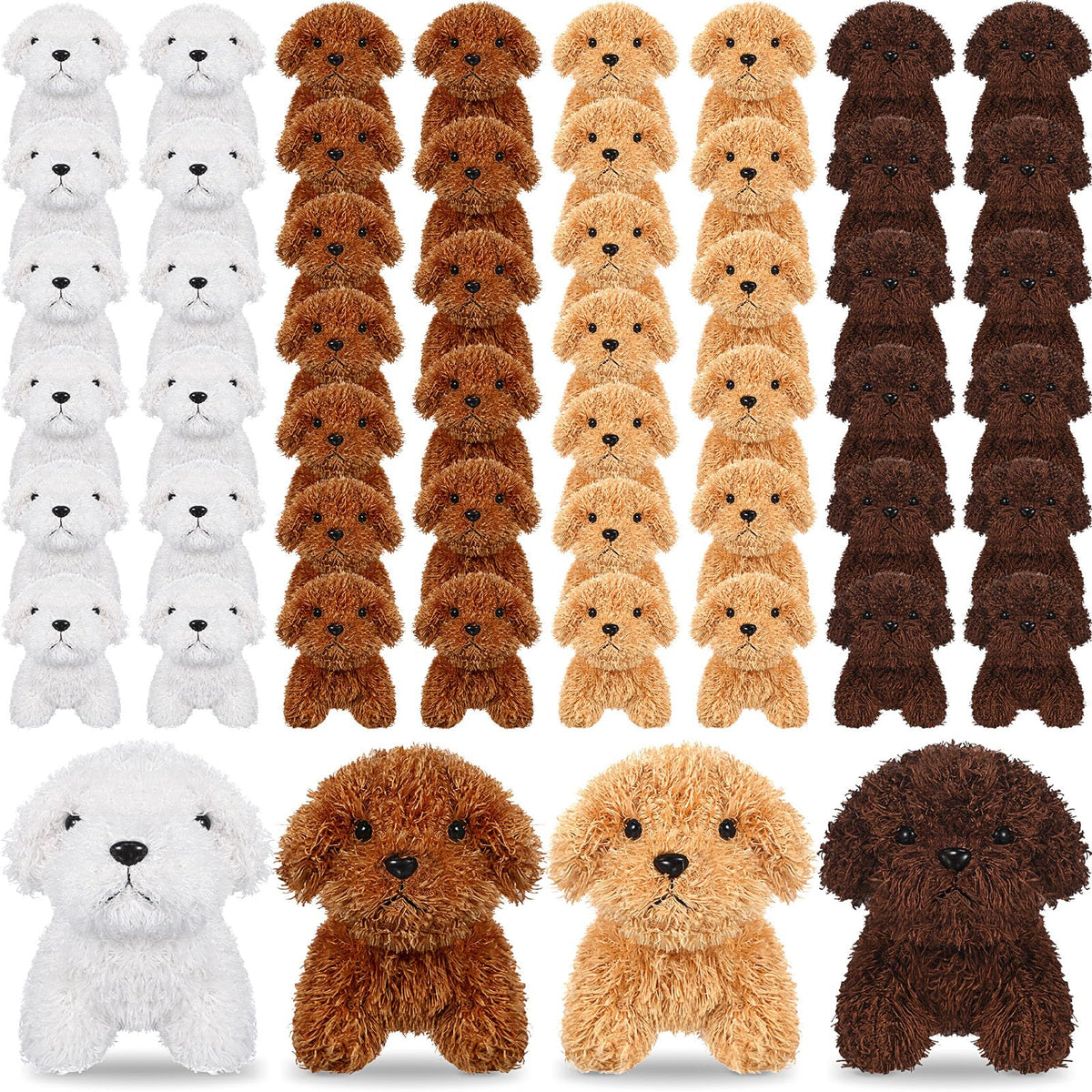 Liliful 50-pcs stuffed dogs bulk pack; soft plush, ideal for classroom rewards.