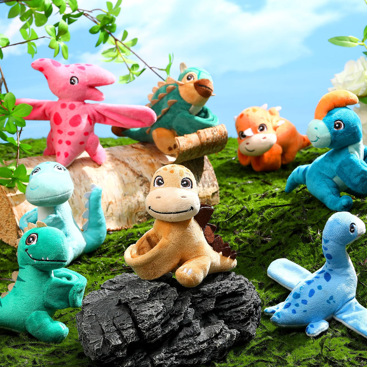 Liliful blue 8-inch plush dino bracelet perfect for party favors and group play