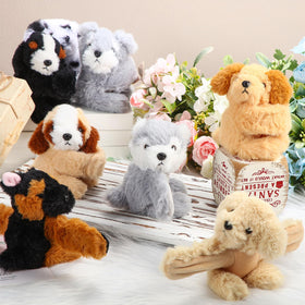 Liliful puppy slap bracelets collection; soft plush textures for long lasting playtime.