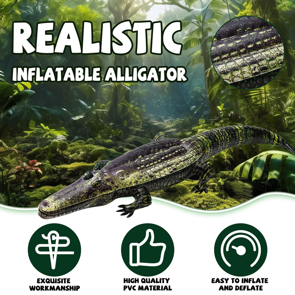 Liliful durable PVC alligator float suitable for hours of poolside fun