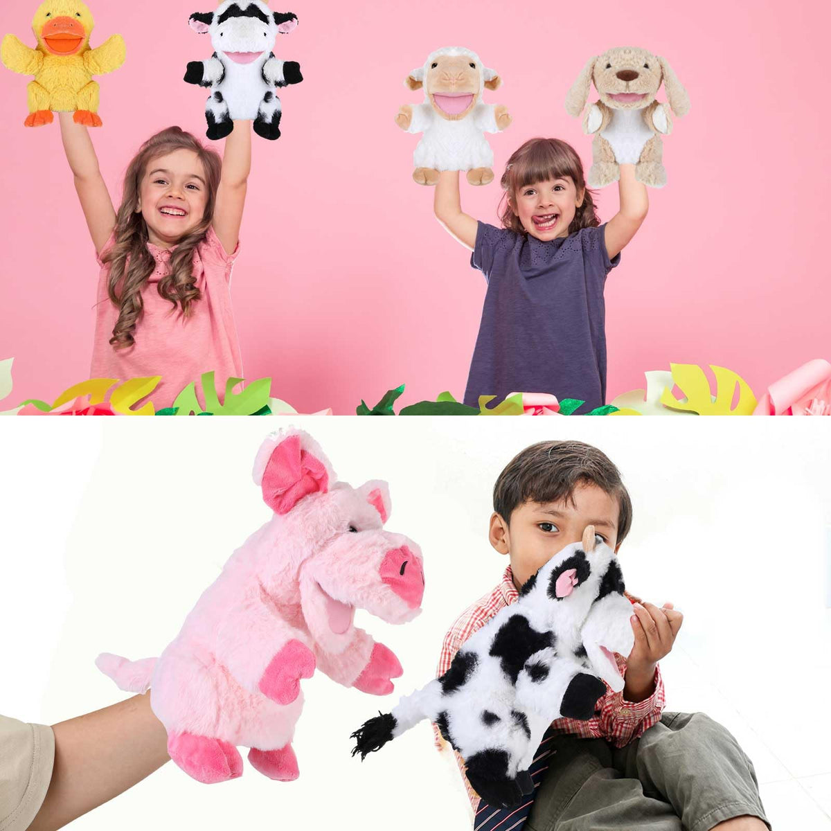 Liliful six-piece animal hand puppets set for creative shows and gifts