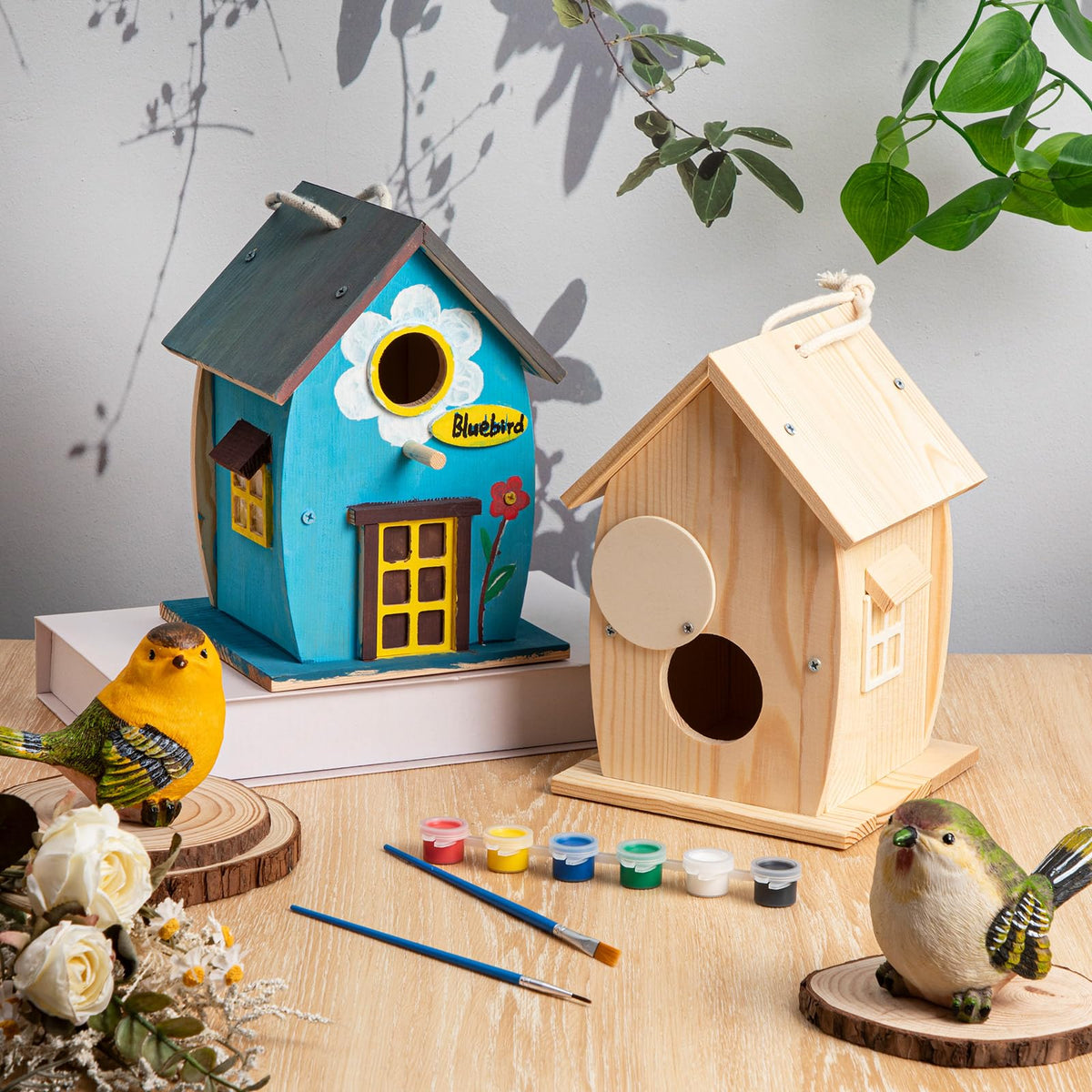 Liliful bird house kit front doors and windows enhance realistic bird dwelling design.