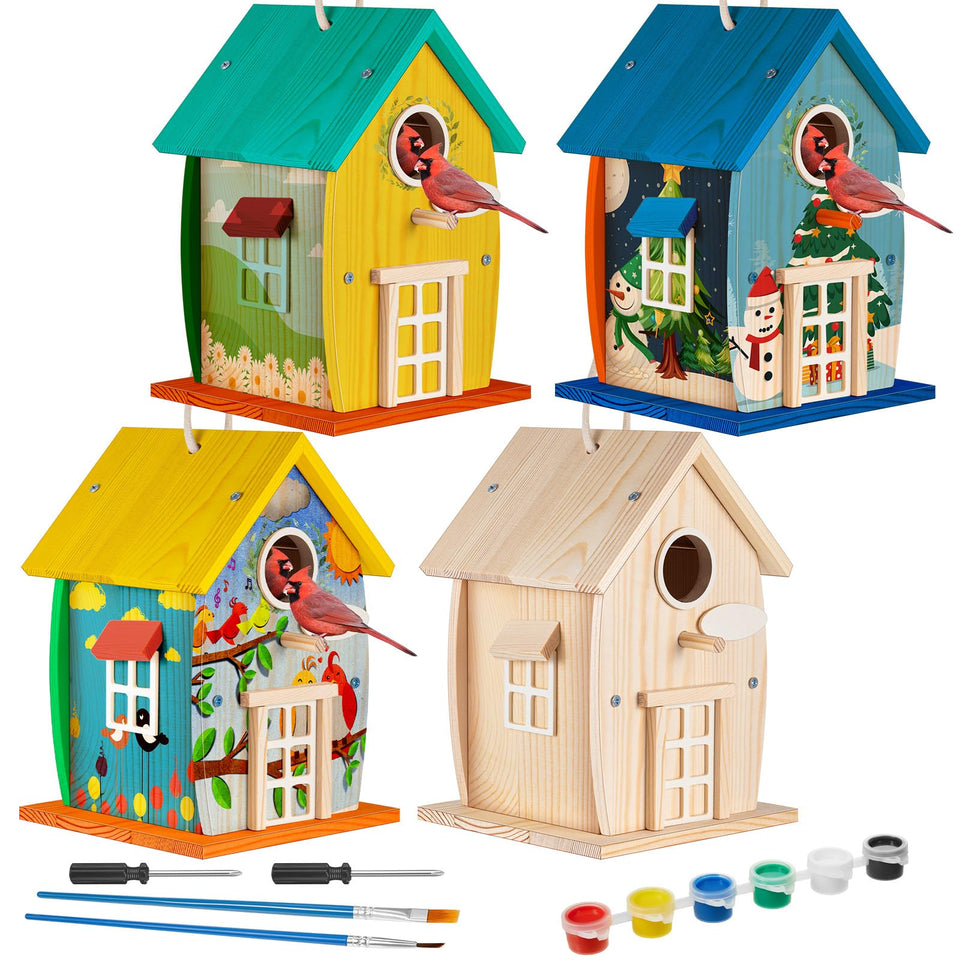Liliful bird house kit: pine wood panels ready for painting and outdoor display