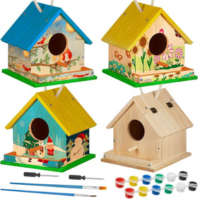 Liliful birdhouse kit packaging with contents, perfect for family craft sessions.